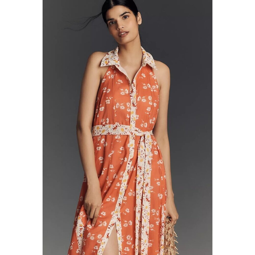 Maeve Halter Open-Back Godet Midi Shirt Dress 1X - Picture 3 of 3